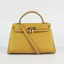 Hermes Kelly 32Cm Togo Leather Handbag Yellow Golde